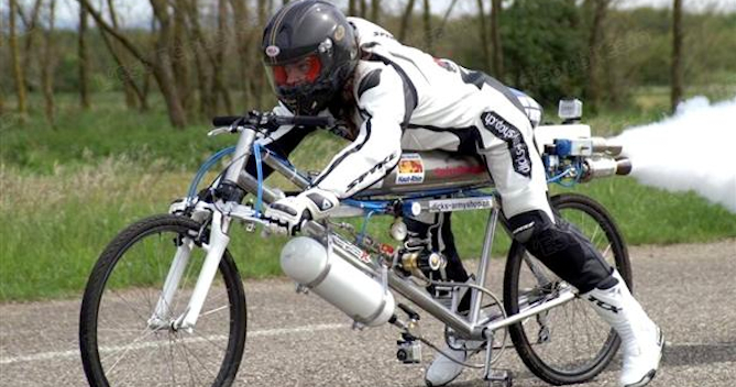 Francois Gissy, rocket bicycle, world record,