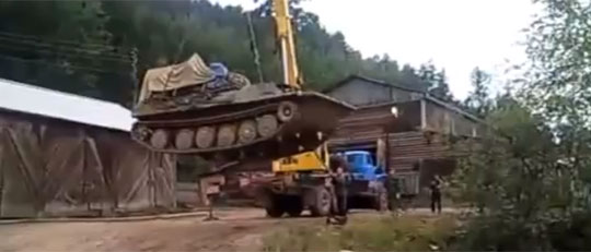 Crane Lifting a Tank - What Could Go Wrong?