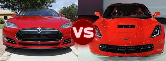 Tesla Model S - vs - Corvette Stingray