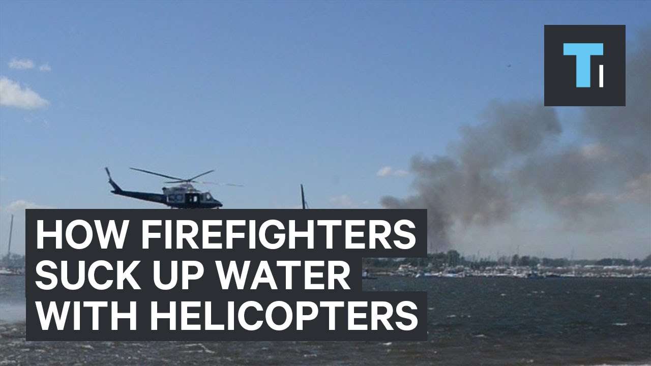 How firefighters suck up water with helicopter