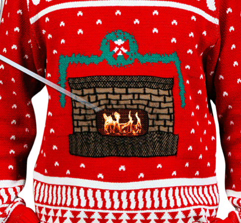 Christmas Sweater Turns Into a FirePlace with Smartphone