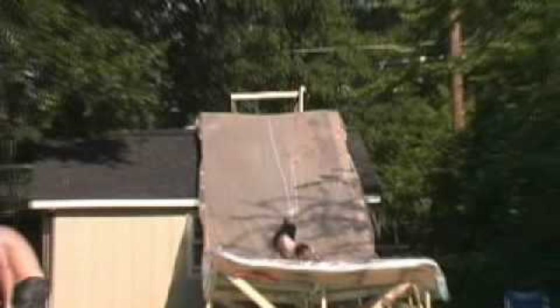 College Students Build 40ft Slip & Slide From Roof